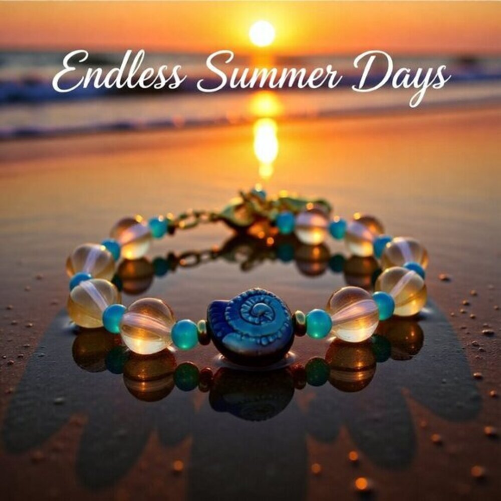 Beaded Beach Bracelet - Aqua & Yellow Shell + Seahorse Charm ~Beauty & The Beach